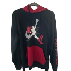 Nike Air Jordan Hooded Drawstring Jacket Hoodie Spell Out XL Black White Red